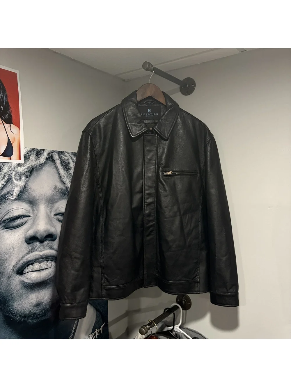Kenneth Cole Reaction Men's Black Leather Jacket Medium